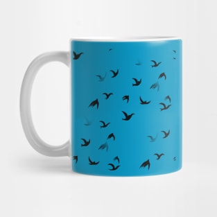 Flying Free Birds Silhouette In Black Mug